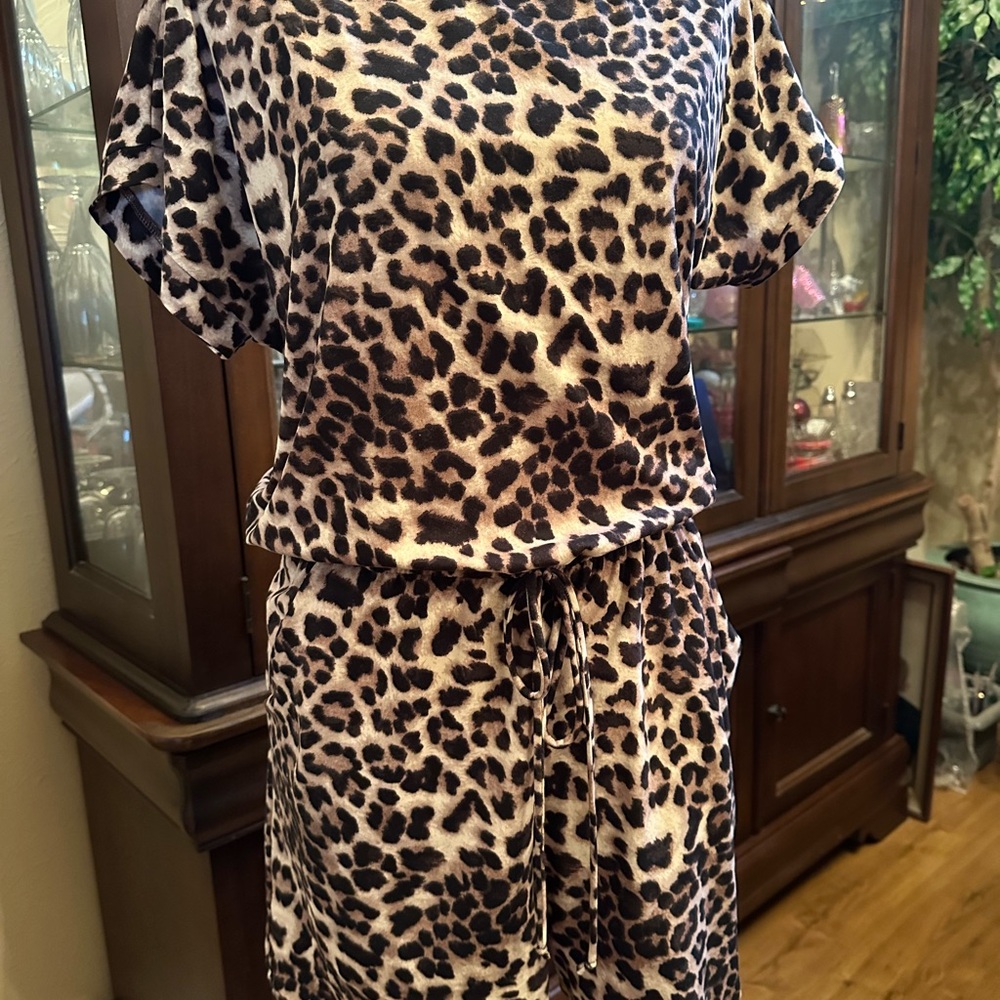 Leopard Print one piece romper Black & Cream